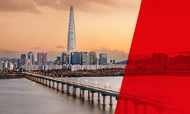 Seoul skyline with ISUOG Congress 2023 brand