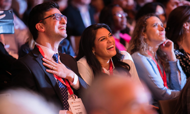 laughing ISUOG members in audience