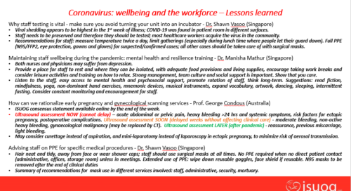 Key lessons learned on Wellbeing and the Workforce